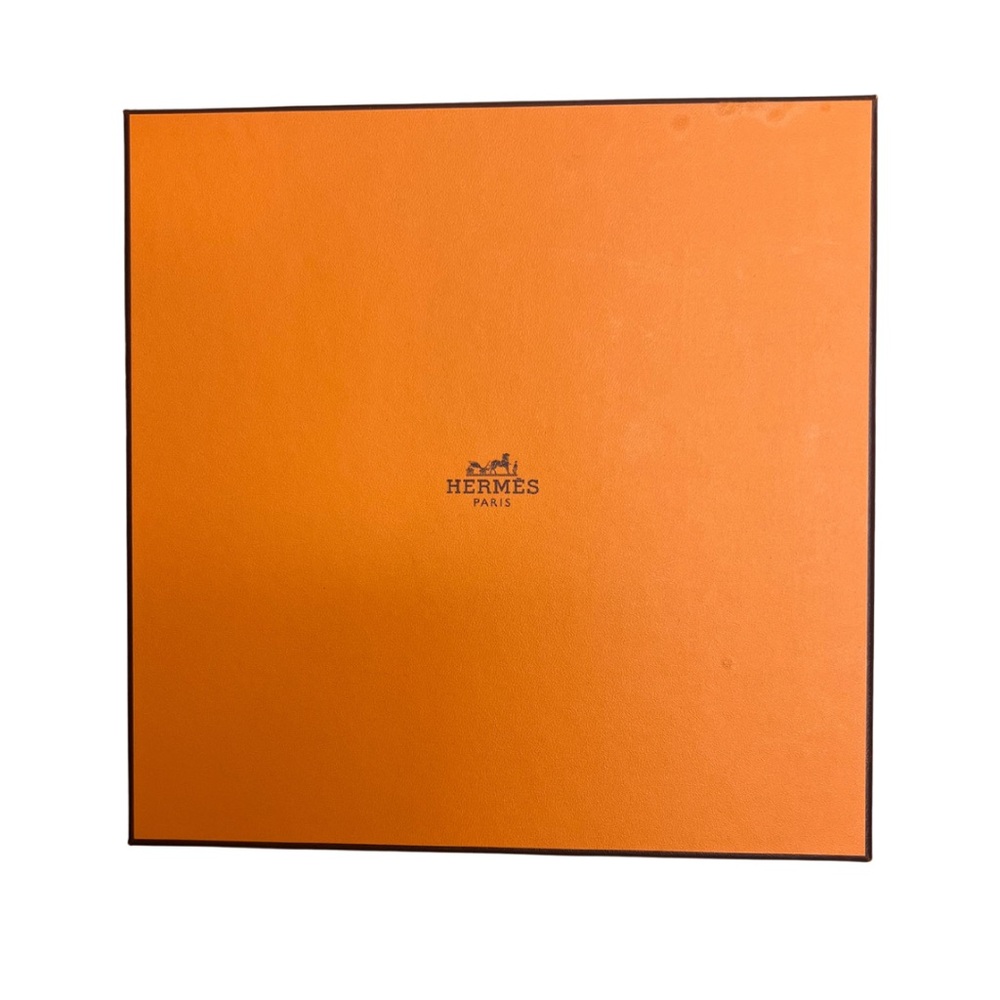 HERMES new iconic orange square scarf gift box with ribbon. Authentic